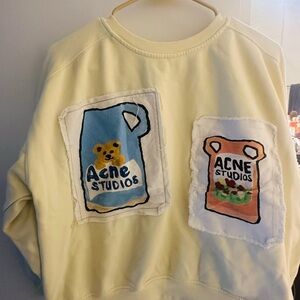Acne Studios Yellow Sweatshirt with Graphic Patches